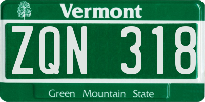 VT license plate ZQN318