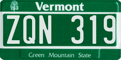 VT license plate ZQN319