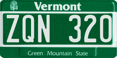 VT license plate ZQN320
