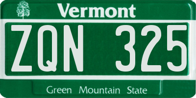 VT license plate ZQN325