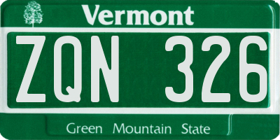 VT license plate ZQN326