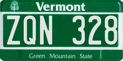 VT license plate ZQN328