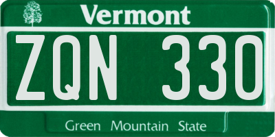 VT license plate ZQN330