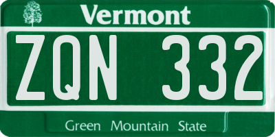 VT license plate ZQN332