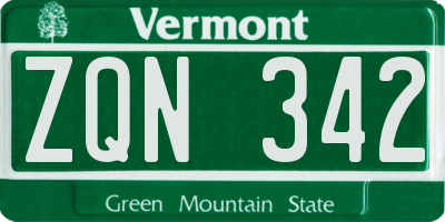 VT license plate ZQN342