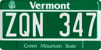 VT license plate ZQN347