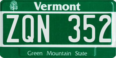 VT license plate ZQN352