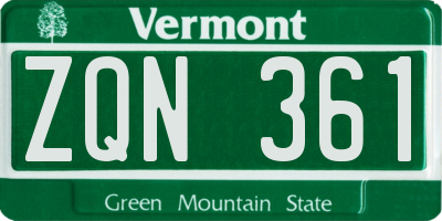 VT license plate ZQN361