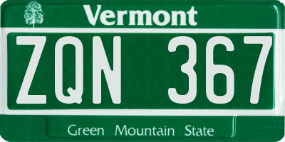 VT license plate ZQN367