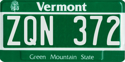 VT license plate ZQN372