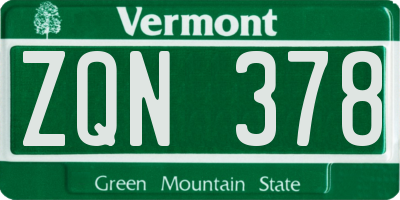 VT license plate ZQN378