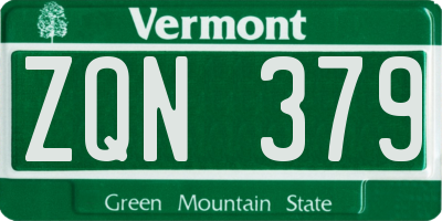 VT license plate ZQN379