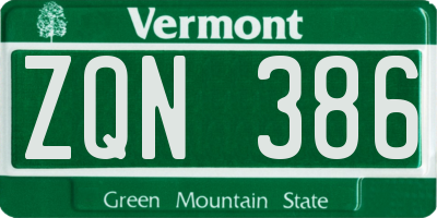 VT license plate ZQN386