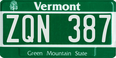 VT license plate ZQN387