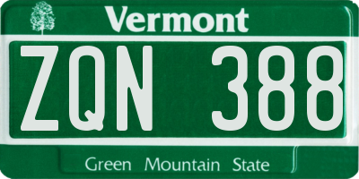 VT license plate ZQN388