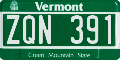 VT license plate ZQN391