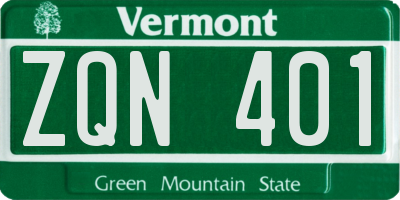 VT license plate ZQN401