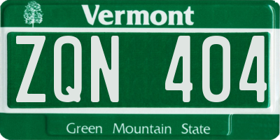 VT license plate ZQN404