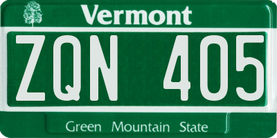 VT license plate ZQN405