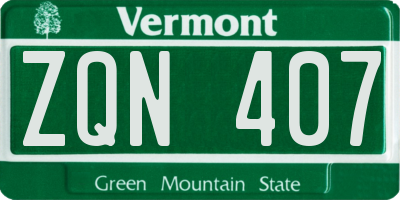VT license plate ZQN407