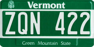 VT license plate ZQN422
