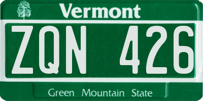 VT license plate ZQN426