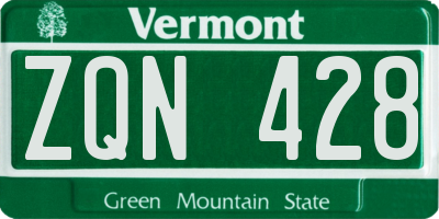 VT license plate ZQN428