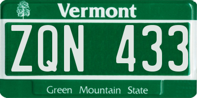 VT license plate ZQN433