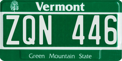 VT license plate ZQN446