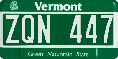 VT license plate ZQN447