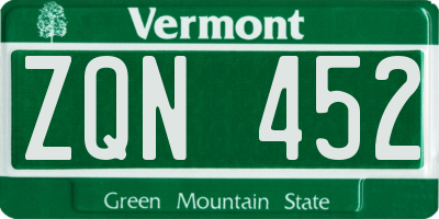 VT license plate ZQN452