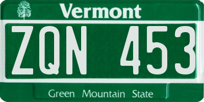 VT license plate ZQN453