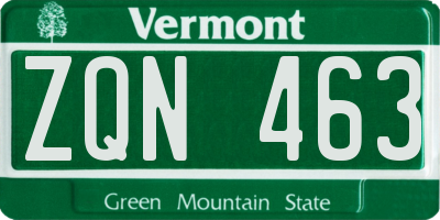 VT license plate ZQN463