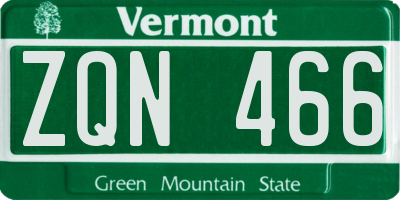 VT license plate ZQN466