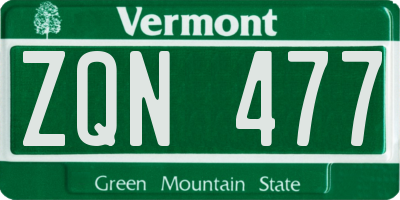 VT license plate ZQN477