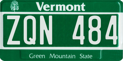 VT license plate ZQN484