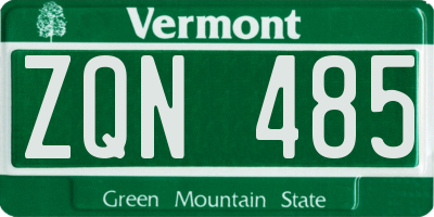 VT license plate ZQN485