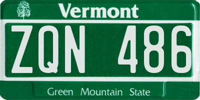 VT license plate ZQN486