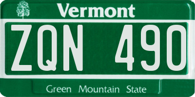 VT license plate ZQN490