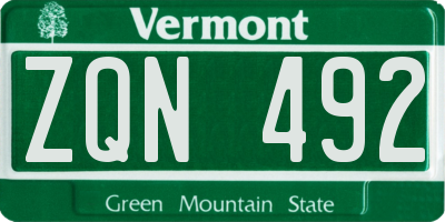 VT license plate ZQN492