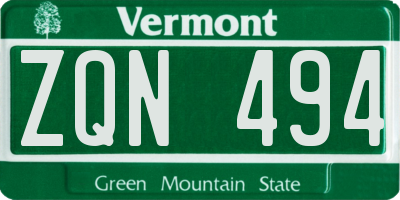 VT license plate ZQN494