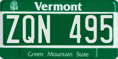 VT license plate ZQN495