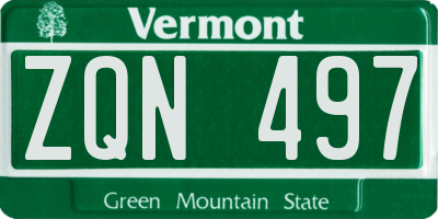 VT license plate ZQN497