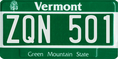 VT license plate ZQN501