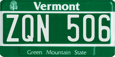VT license plate ZQN506
