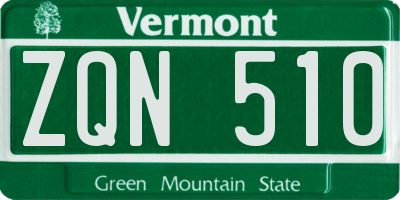 VT license plate ZQN510