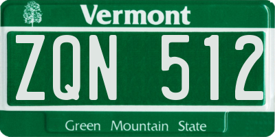 VT license plate ZQN512