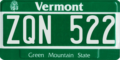 VT license plate ZQN522