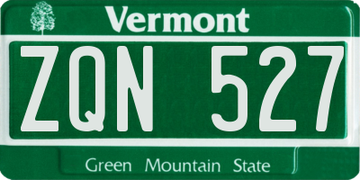 VT license plate ZQN527