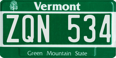 VT license plate ZQN534